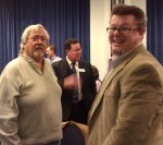 Board member Michael Audas discusses the aquatic center with 723 Networking Group members