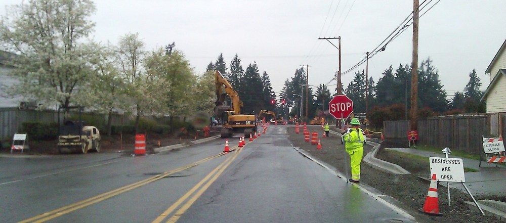 Work on the intersection of 22nd Avenue and 176th Street in Spanaway.