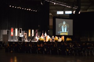 Ms. Kaaren Hateln delivers the student reflection