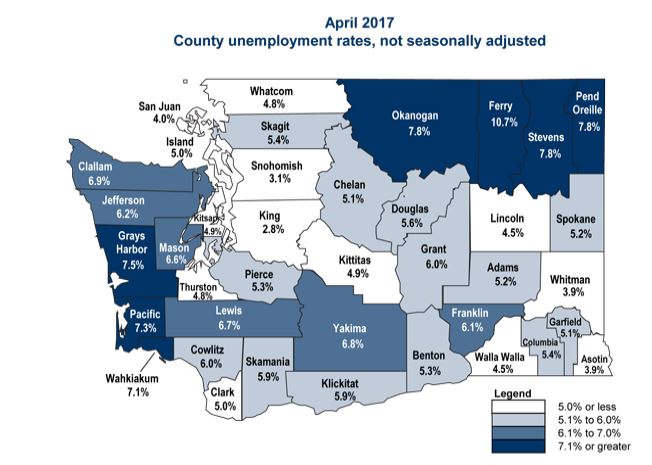 April 2017 Unemployment by County